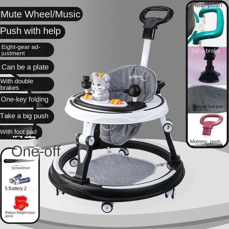 Lazychild Baby Walker 8-gear Adjustable Multi-function Anti-O-leg Anti-rollover Folding Baby Starting Car 5-18 Months Hot New