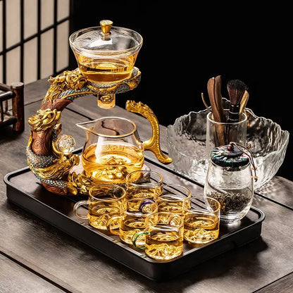 Lazy Glass Automatic Tea Set Business Gift High Borosilicate Dragon Kung Fu Teaware Sets