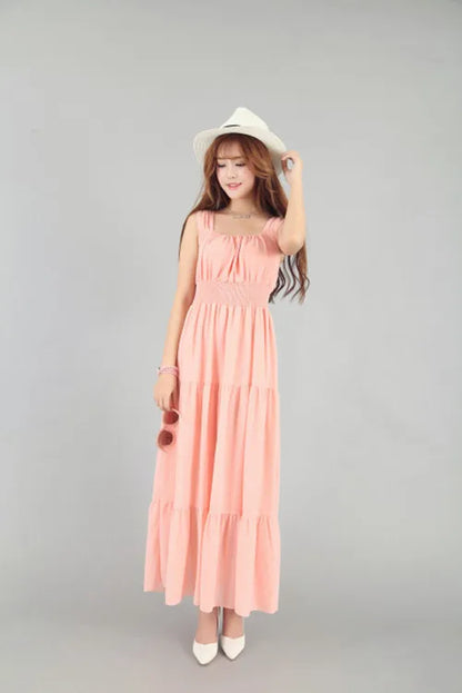 Summer 2025 White Long Svel Fro Beach Gown with Vest Ba Design Hing Waist Skimpy Sle Chiffon Dr for Women