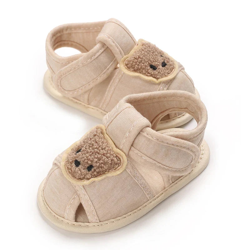 Summer Baby Walking Shoes Baby Shoes Male Sandals Female Cute Cartoon Breathable Shoes Soft Sole Non slip Shoes Headband
