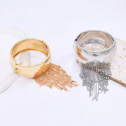 Trendy Simple Bead Chain Tassel Bracelet for Women New Hip Hop Rock Exaggerated Festival Party Wide Bracelet Jewelry Accessories