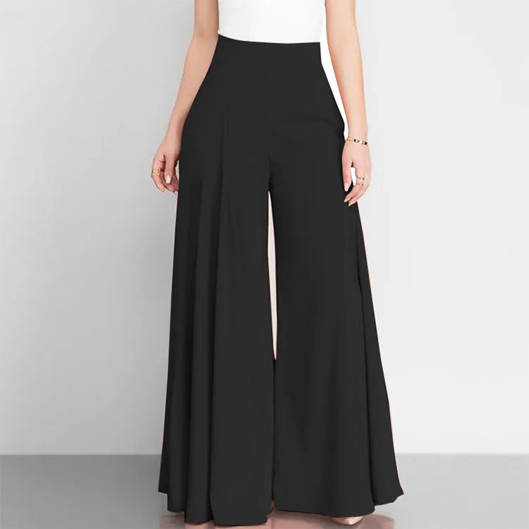 Fashion Women High Waist Wide Leg Pants Spring Autumn Female Elegant Flare Trousers Casual Solid Holiday Loose Long Pant New (Available)