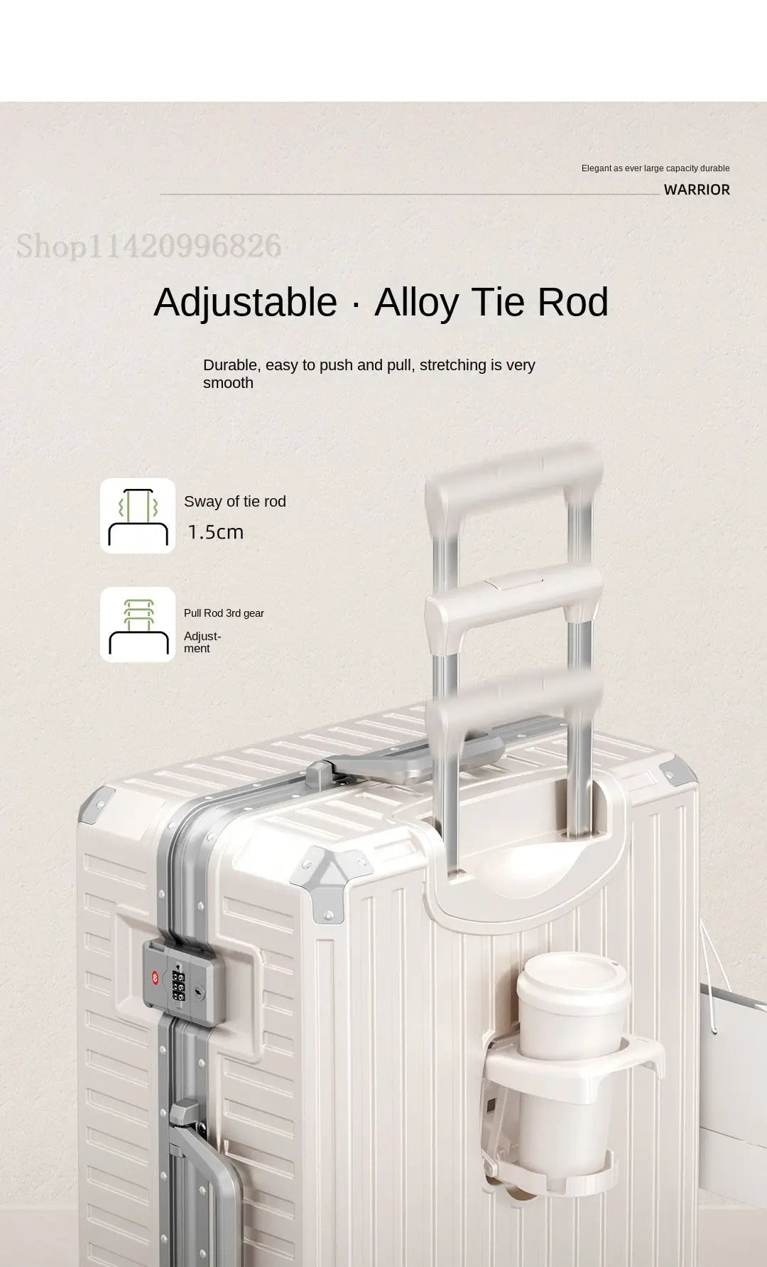 Luggage Unisex 20-inch Carry-On Suitcase 29-inch Large Capacity Aluminum Frame Travel Password Suitcase with Smooth wheels