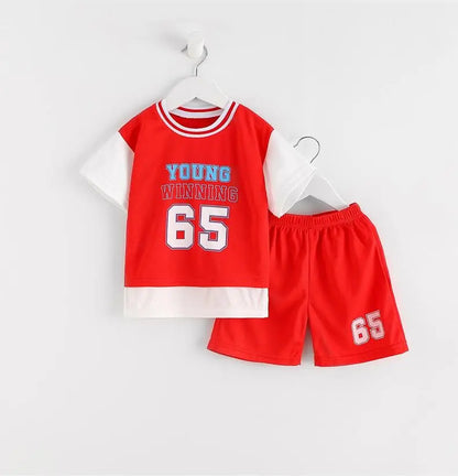 Boys Clothes Sets Summer Breathable Tracksuit Fashion Children's Sports Two Piece Set T-shirt + Shorts Suits