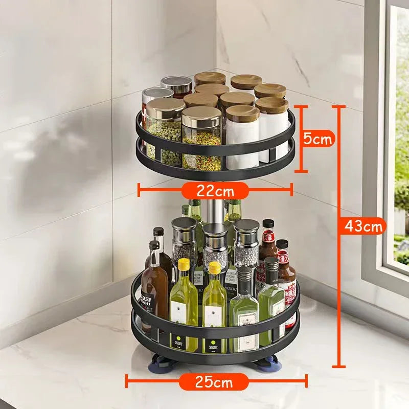Kitchen Rotation Spice Rack Organizer Jar Cans for Kitchen Accessories Non-Skid Storage Tray for Seasonings And Spices