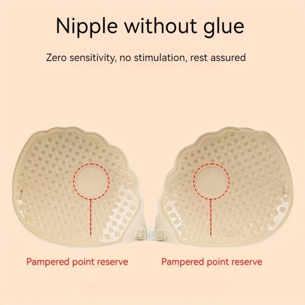 Adhesive Push Up Bra with Invisible Straps for Backless Outfits Silicone Nipple Bra Reusable Strapless Nipple Tape