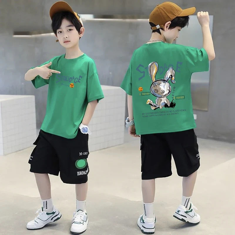 Summer Kids Clothes Short Sleeve T Shirts Boys Clothes Streetwear fashion Print Cartoon T Shirt 100%Cotton Tops Tees Children