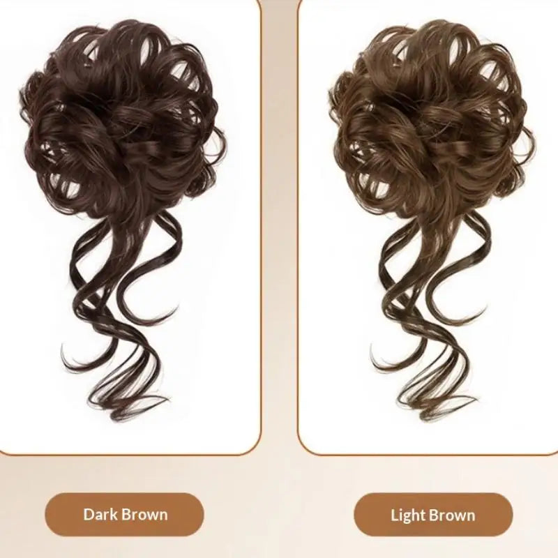 Messy Bun Hair Piece Tousled Updo With Tendrils Hair Bun Extensions Wavy Curly Hair For Women (Available)