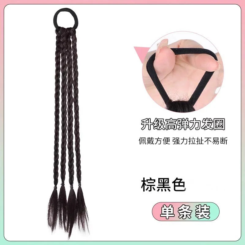 Children's boxing braids, wigs, headband, internet famous hot girls tie their hair, braids, rubber bands, girls' long hair, dirt