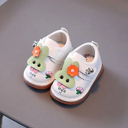 Baby Shoes for Girls 0-2 Years Soft Sole First Walker Sneakers with Anti Slip Secure Strap Design Squeaky Fun