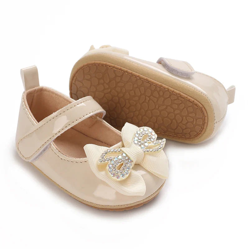 Spring and Autumn Bow Mary Jane Princess Shoes  Baby Girl Rubber Bottom Anti slip Sneaker