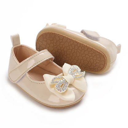 Spring and Autumn Bow Mary Jane Princess Shoes  Baby Girl Rubber Bottom Anti slip Sneaker
