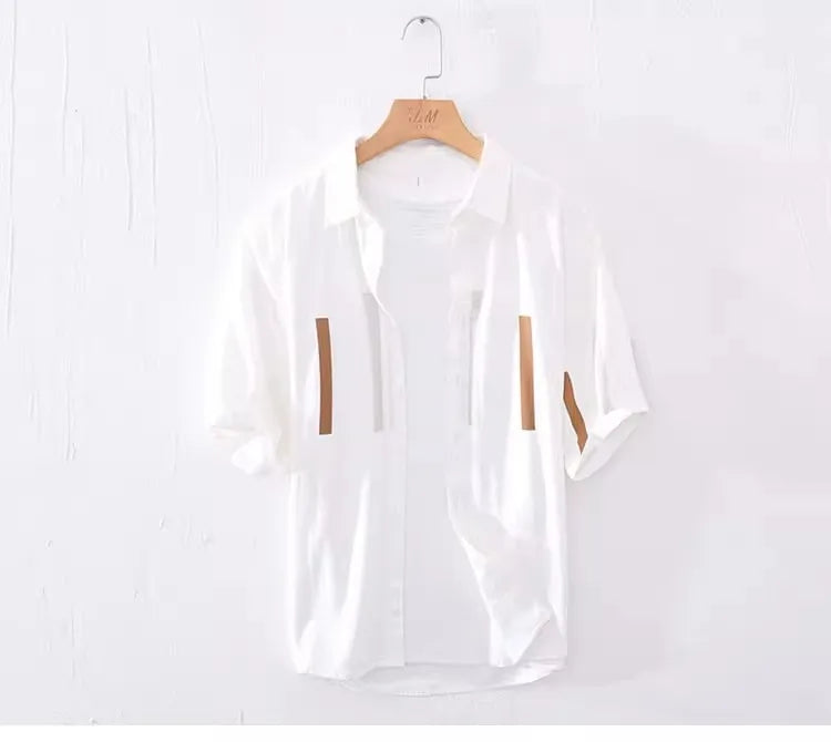 Comfortable Casual Loose Men's ort Sve irt Breathable Polyester Fiber Summer Faionable Japanese Sle Striped irt(Available)