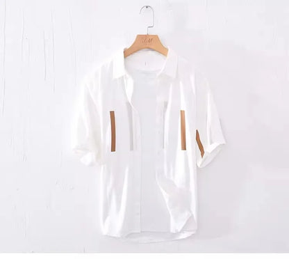 Comfortable Casual Loose Men's ort Sve irt Breathable Polyester Fiber Summer Faionable Japanese Sle Striped irt(Available)