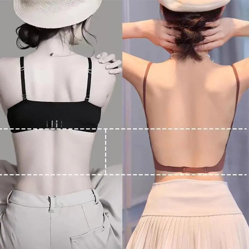 Women Sexy U-shaped Backless Front-closure Bra Ultra Hot Push-up Comfortable Non-slip Seamless Lingerie Top For Strapless Straps