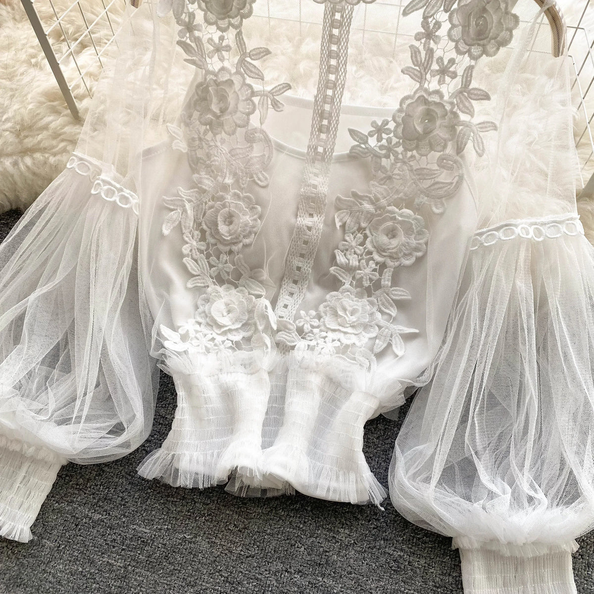 Lace Puff Long Sleeve Blouse Vintage Fashion Blouses Elegant Femme Blusas Korean Woman Tops Women Shirts Clothing Dropshipping