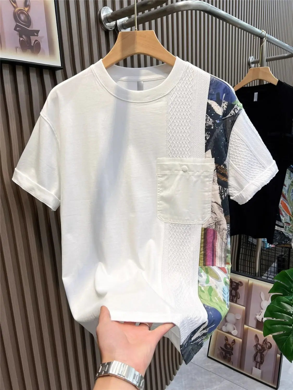 American Casual Summer Patchwork Color Block Loose Short Sleeve T-Shirt(Available)