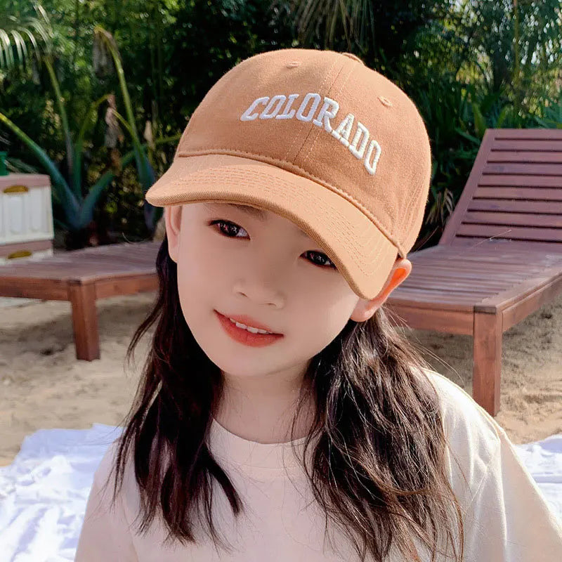 Fashion Letter Children Baseball Hat Solid Cotton Kids Duck Tongue Cap