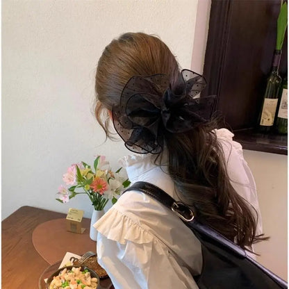 Women's Hair Accessories; Big Black Scrunchies Hairties for Buns and Ponytails, Chic Headwear Hair Bands