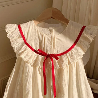 Summer Girl Dress New Fashion Versatile Summer Dress Exquisite Sweet Lace Girl Clothes Simple Ruffled Princess Skirt Ropa Niña
