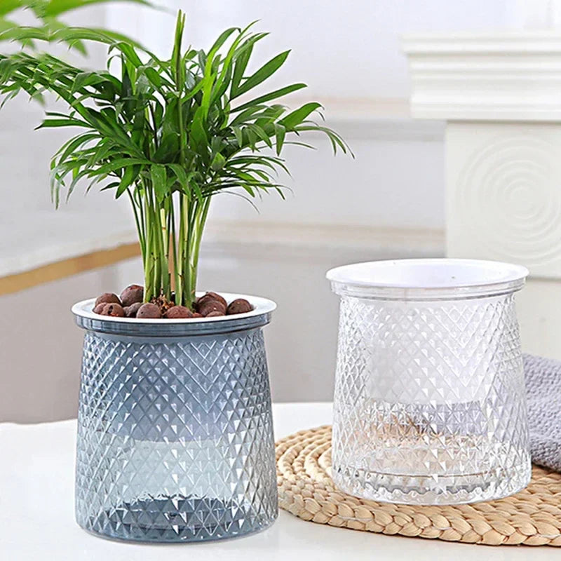 Self Watering Plant Pots, Lazy Hydroponic Water Absorbing Flower Pot, Mini Succulent Planter Tabletop Vase, Home Bonsai Decor (Available)