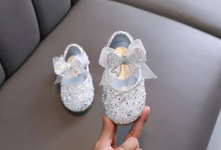 Rhinestone Sequins Girls Princess Shoes Children Party Dance Shoes Student Spring Autumn New Flats Kids Performance Shoes