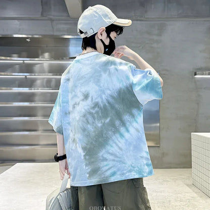 Korean Child Tee Top Clothing School Kids Summer Short Sleeve T-Shirt for Boys O-Neck Casual Tshirt Kids Luxury Clothes Costume