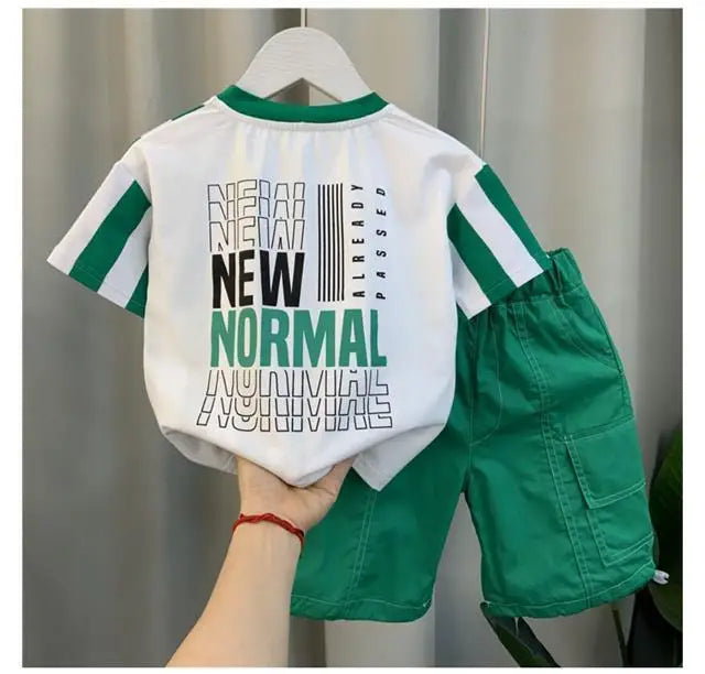 Summer Boy Clothing Suit New Children's Clothes Set Boys Short Sleeve T-Shirt Shorts 2 Piece Set Kids Sportswear Suit 2 4 6 8Y [Avaiilable]