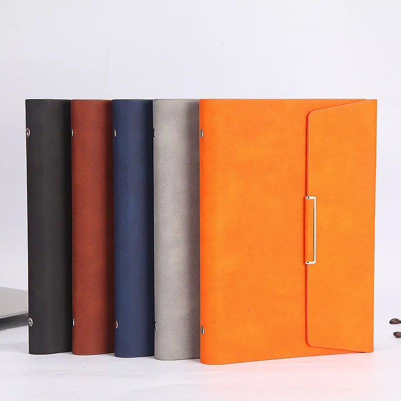 A5 Binder Refillable Planner Faux Leather Notebook Journal with Card Pen Holder Outdoor Journal Planner Agenda DIY Birthday Gift
