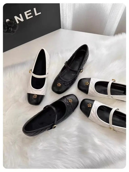 Spring and Autumn temperament commuting shallow mouth single shoe square toe Mary Zhen single shoe women