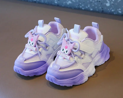 2026 Girls Kuromi Autumn New Board Shoes Sanrio Sports Dad Shoes Children Cartoon Kawaii Comfortable Breathable Casual Shoes