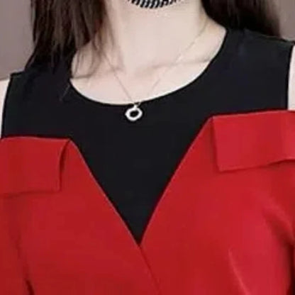 Summer Women's Casual Fashion Elegant Commuting Round Neck Pullover with Hollow Open Back Panel Loose Short sleeved Top