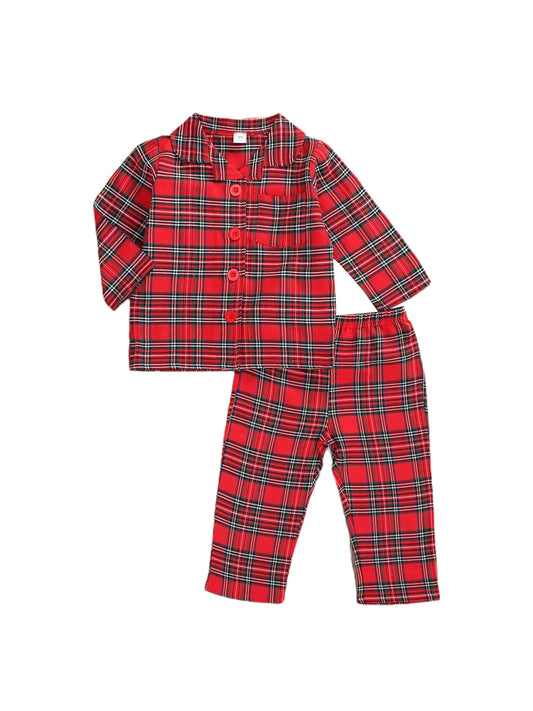 Girls Boys Plaid Homewear Set Long Sleeve Single Breasted Lapel Shirt Elastic Waist Long Pants Kids Autumn Pajamas Outfits