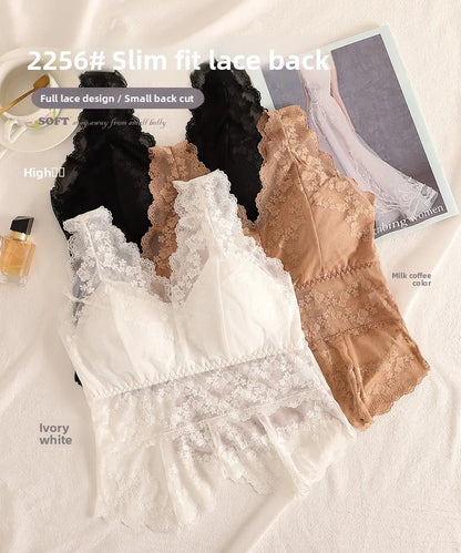 Lace White Strap Vest Women Summer Outdoor Wear with Chest Pad Beautiful Ba Base Inner Match V-ne Svel Top Women