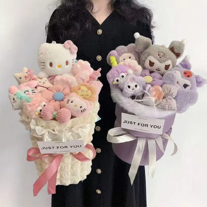 Kawaii Hello Kitty Cat Plush Doll Bouquet Girl Heart Birthday Gift Girl Giving Boyfriend Holiday Decoration Holiday Gifts