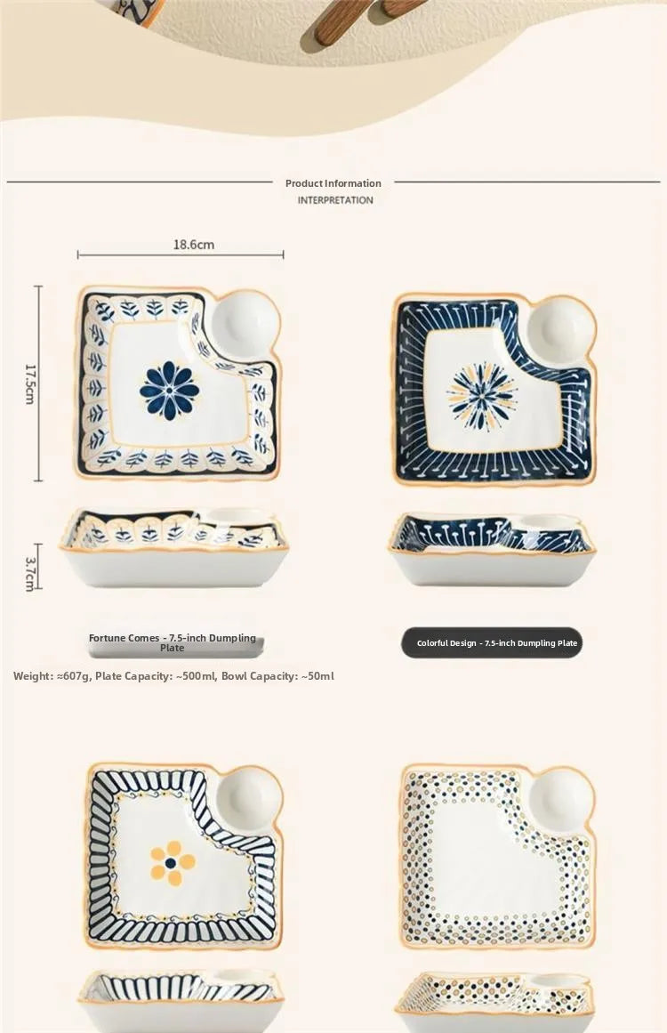 Cerc Plate Dining Di Heat Resistant Dumpling Plate with Vinegar Di Multi Functional Fruit Plate Trendy Network Bestseller