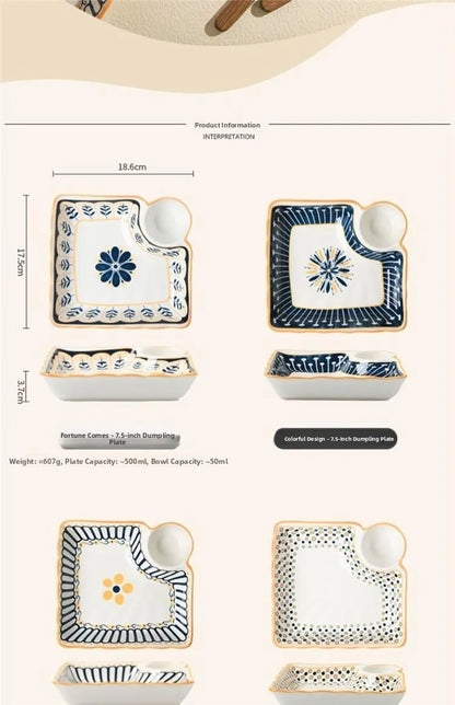 Cerc Plate Dining Di Heat Resistant Dumpling Plate with Vinegar Di Multi Functional Fruit Plate Trendy Network Bestseller