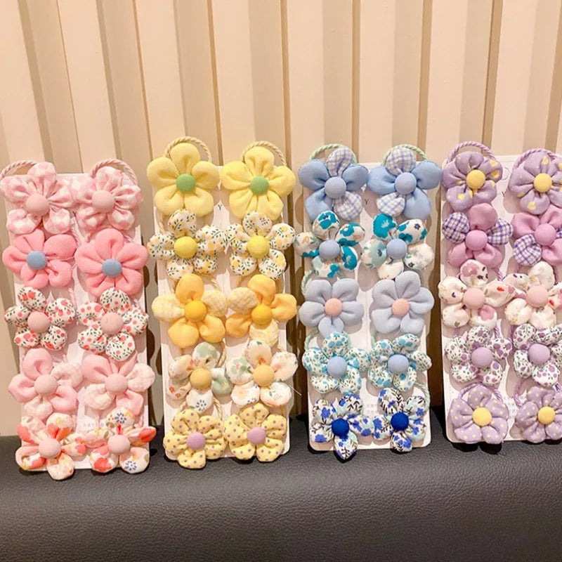 Baby Girl Cute Flower Hair Bands Kids Ponytail Holder Chilren Soft Scrunchies Elastic Rubber Girls