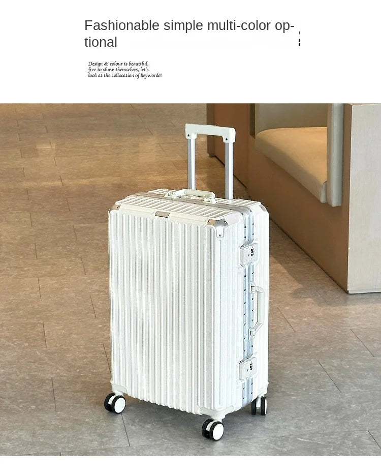 Large Capacity 28 inch Aluminum Frame Suitcase Durable Trolley Case with Universal Wheels, 24 Business Travel Suitcase