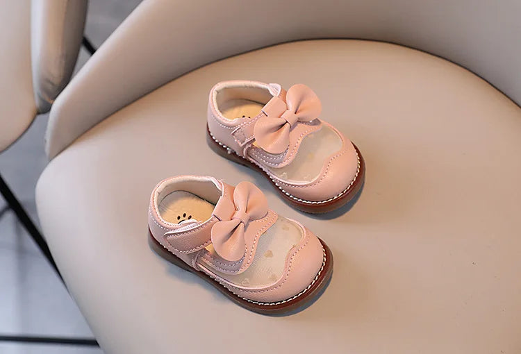 2025 Kids Shoes Baby Girl Walking Shoes with Breathable and Non Slip Mesh Bow Princess Shoes with Non Slip Soft Soles
