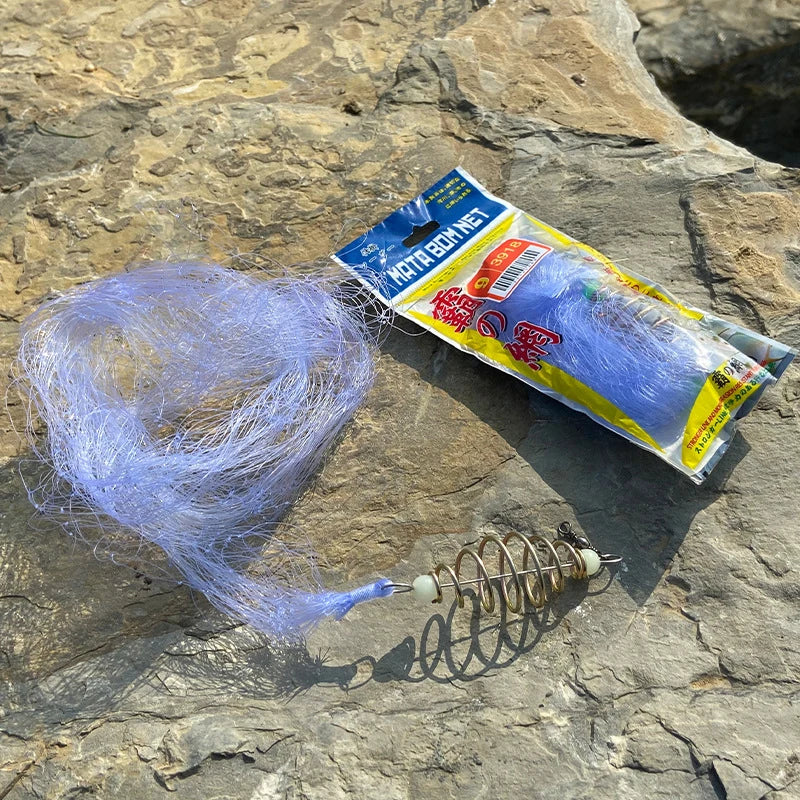 Bully Bundle Hookless Fishing Set Simple Small Fish Net Explosive Hook Spring Bait Cage Fishing Net Sticky (Available)