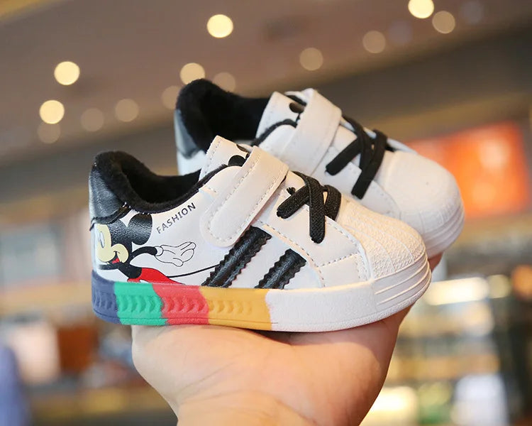Mickey Minnie Children Casual Shoes Girls Boys Sneakers Kids Breathable Soft Sport Shoe Baby Toddler Outdoor Sneaker Spring