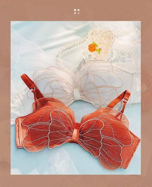 New Small Breast Push Up Seamless Underwear No Steel Ring Cute Adjustable Comfortable Bra Set