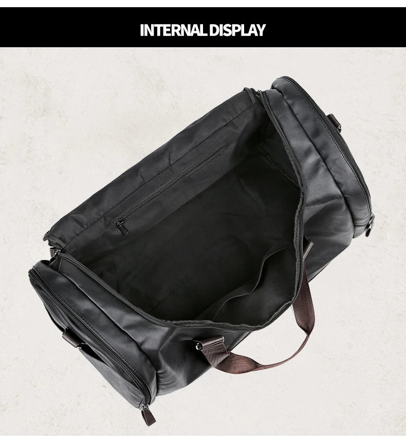 PU Leather Travel Duffel Bag Luggage Weekender Overnight Tote for Men Women Gym Sports Crossbody Carry on Waterproof  Handbags