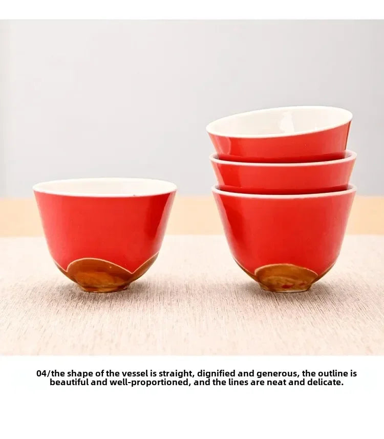 Auspicious Red Ceramic Tea Set Gift Box - Chinese New Year Wedding Corporate Gifts, Good Fortune Design Teapot & Cups