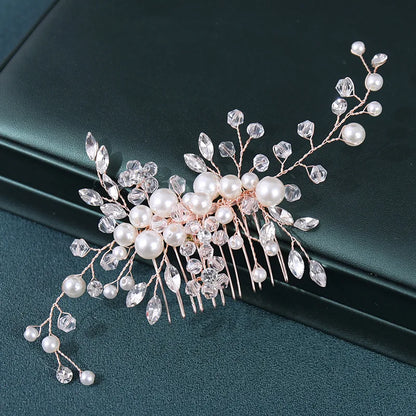 Wedding Hair Accessories Flower Hair Clips Hairpin Crystal Bride Headdress for Women Faux Pearl Barrettes Hair Combs Hair Decor