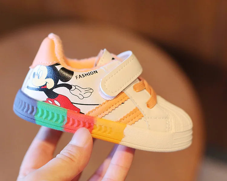 Mickey Minnie Children Casual Shoes Girls Boys Sneakers Kids Breathable Soft Sport Shoe Baby Toddler Outdoor Sneaker Spring