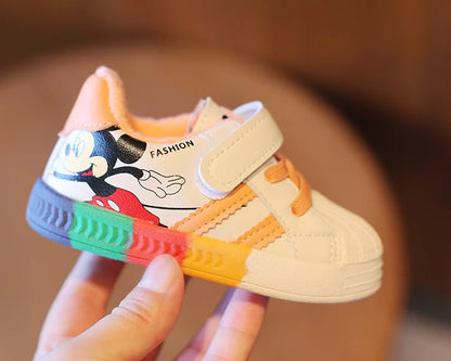 Mickey Minnie Children Casual Shoes Girls Boys Sneakers Kids Breathable Soft Sport Shoe Baby Toddler Outdoor Sneaker Spring