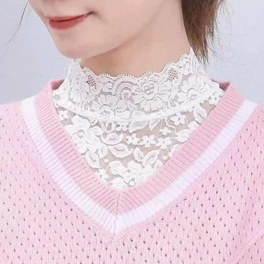 1PC Women Fake Collar White Black Lace Floral Detachable False Collar Blouse Shirt Removable Collar Tie Sweater Decoration