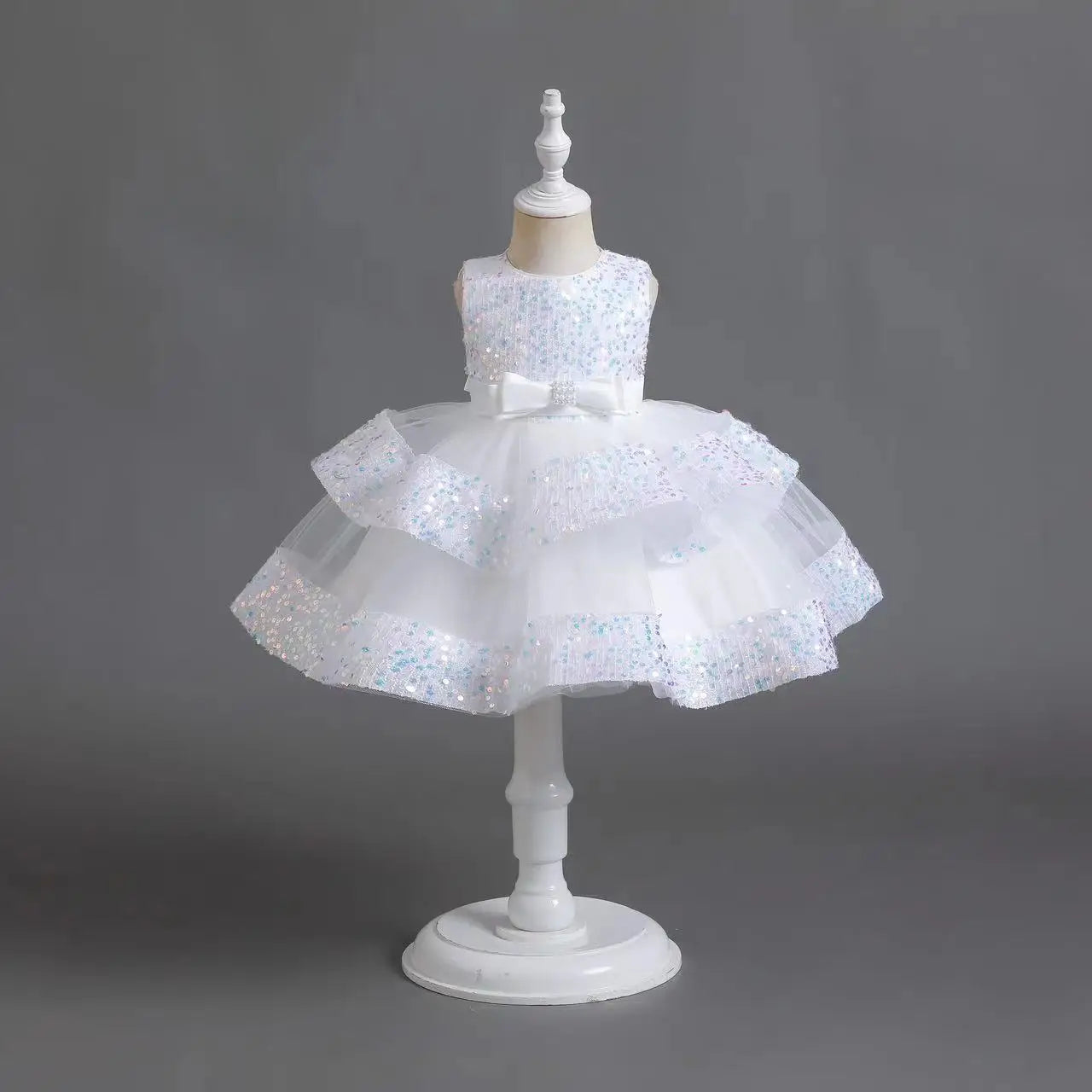 2025 Summer Girls Party Dresses 1-6 Years Kids Glittering Princess Dress Baby High-end First Birthday Party Evening Dress